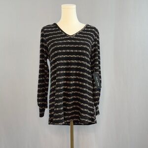 Sophisticated Black and White Striped Top With Cute Open Back